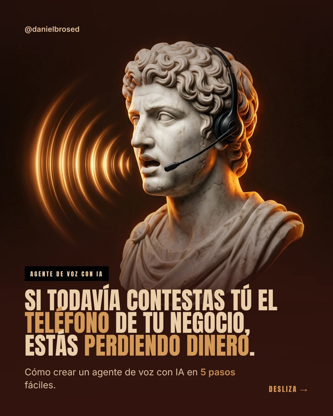 Portada del carrusel sobre cómo crear un agente de voz con IA
