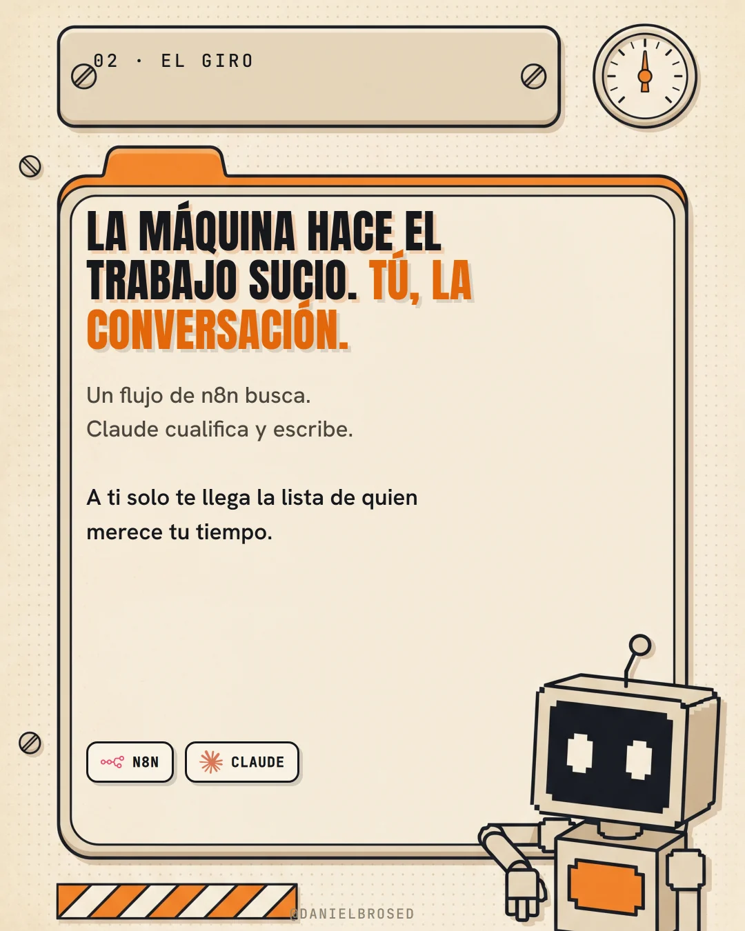La máquina hace el trabajo repetitivo y la persona la conversación
