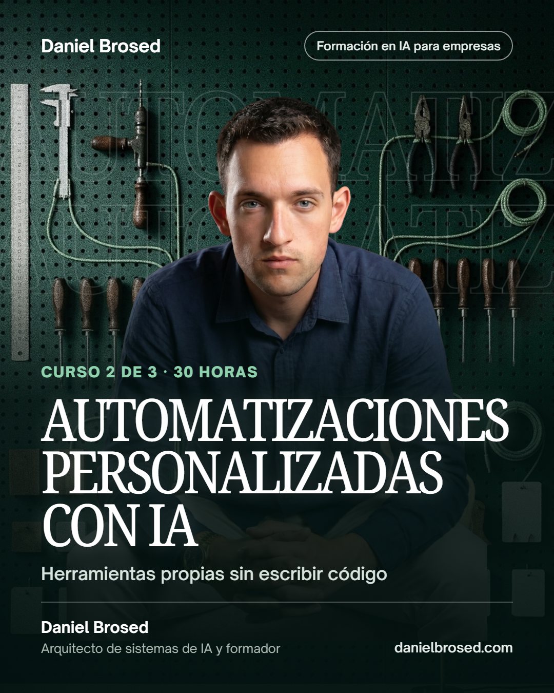 Portada del curso Generación de automatizaciones personalizadas con IA, con Daniel Brosed
