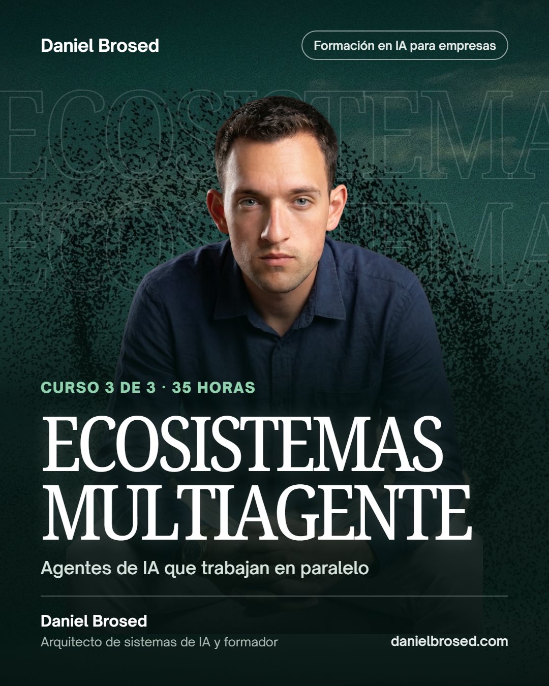 Portada del curso Construcción de ecosistemas multiagente, con Daniel Brosed